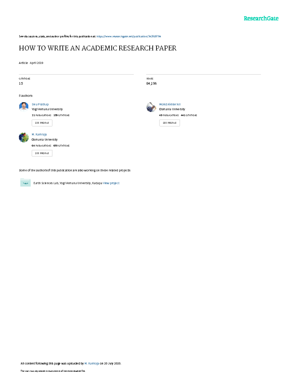 How to write a research paper - See discussions, stats, and author ...