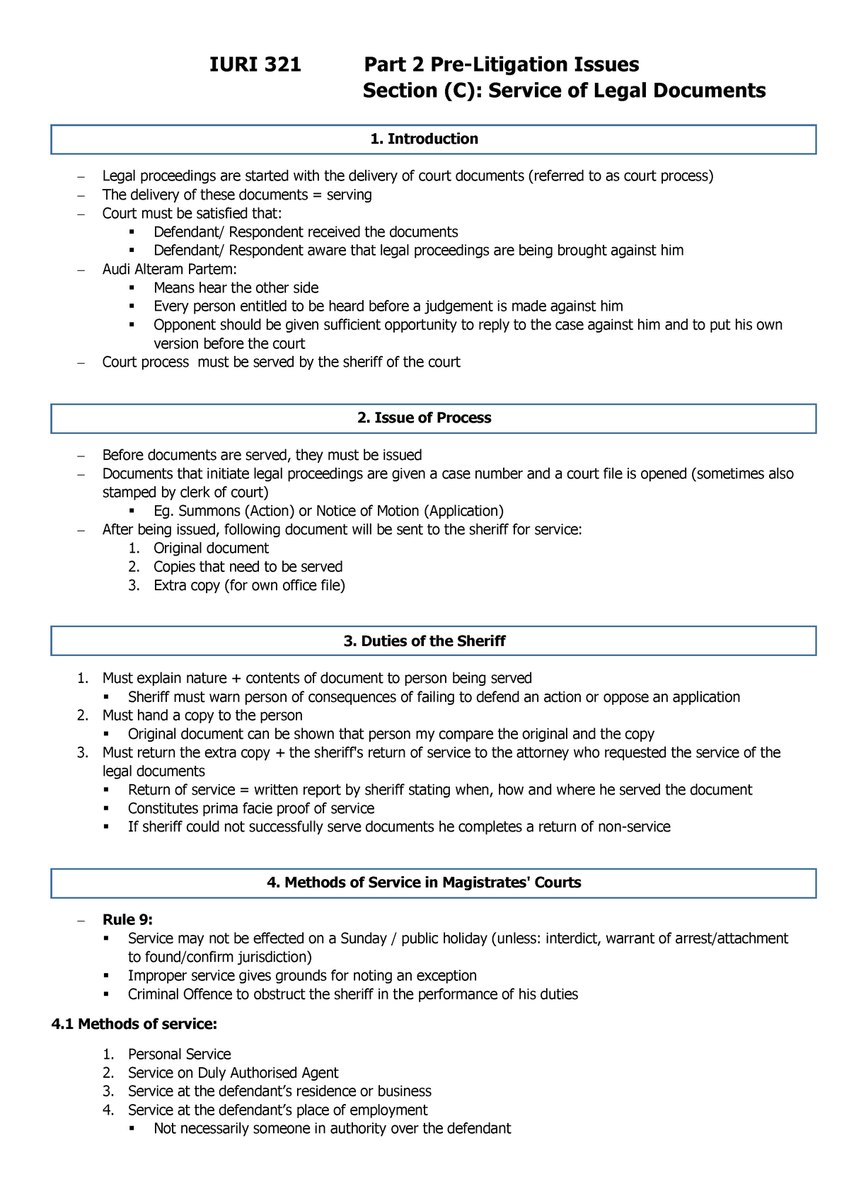 Part 2 Pre-Litigation Issues - Section (C) - Service of Legal Documents ...