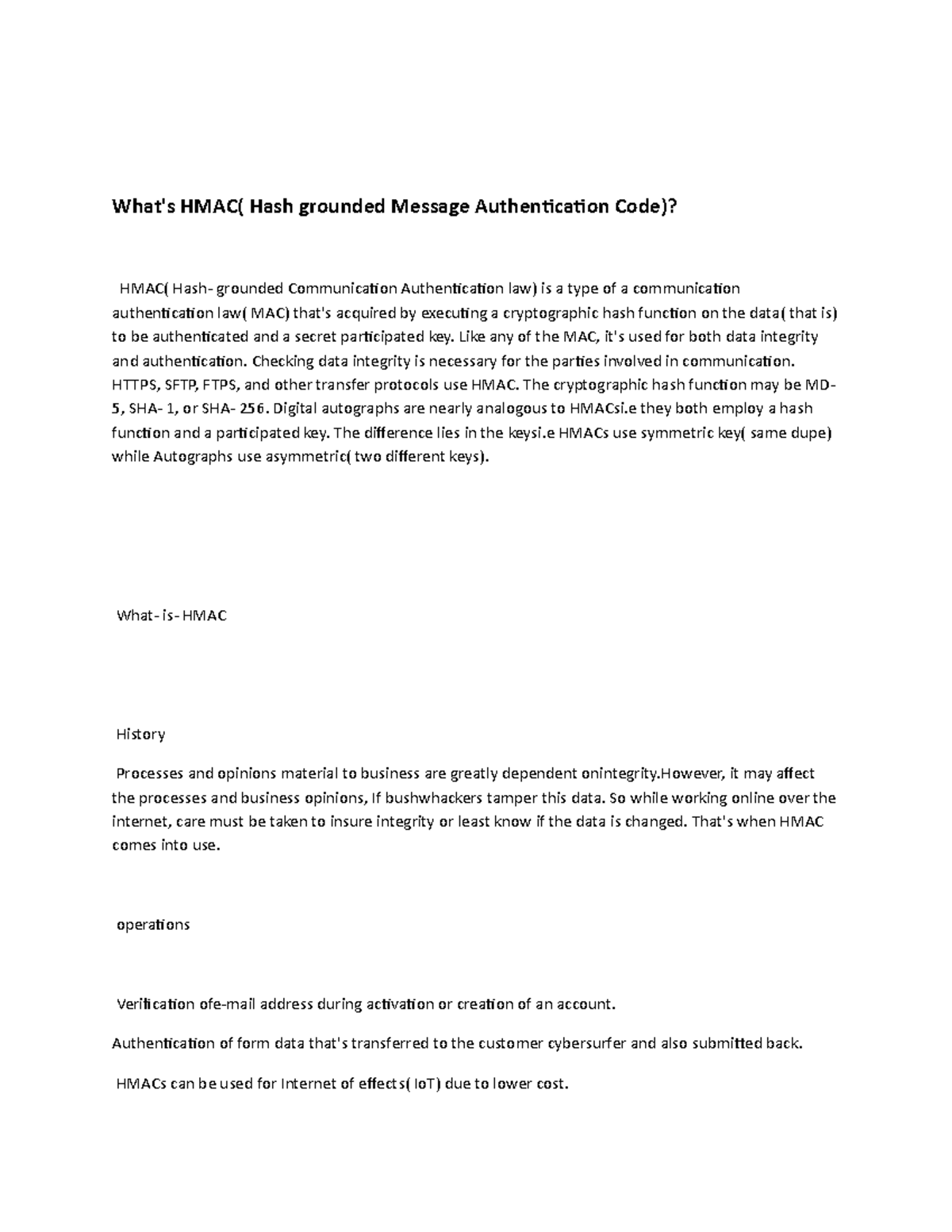 What's HMAC( Hash grounded Message Authentication Code Like any of