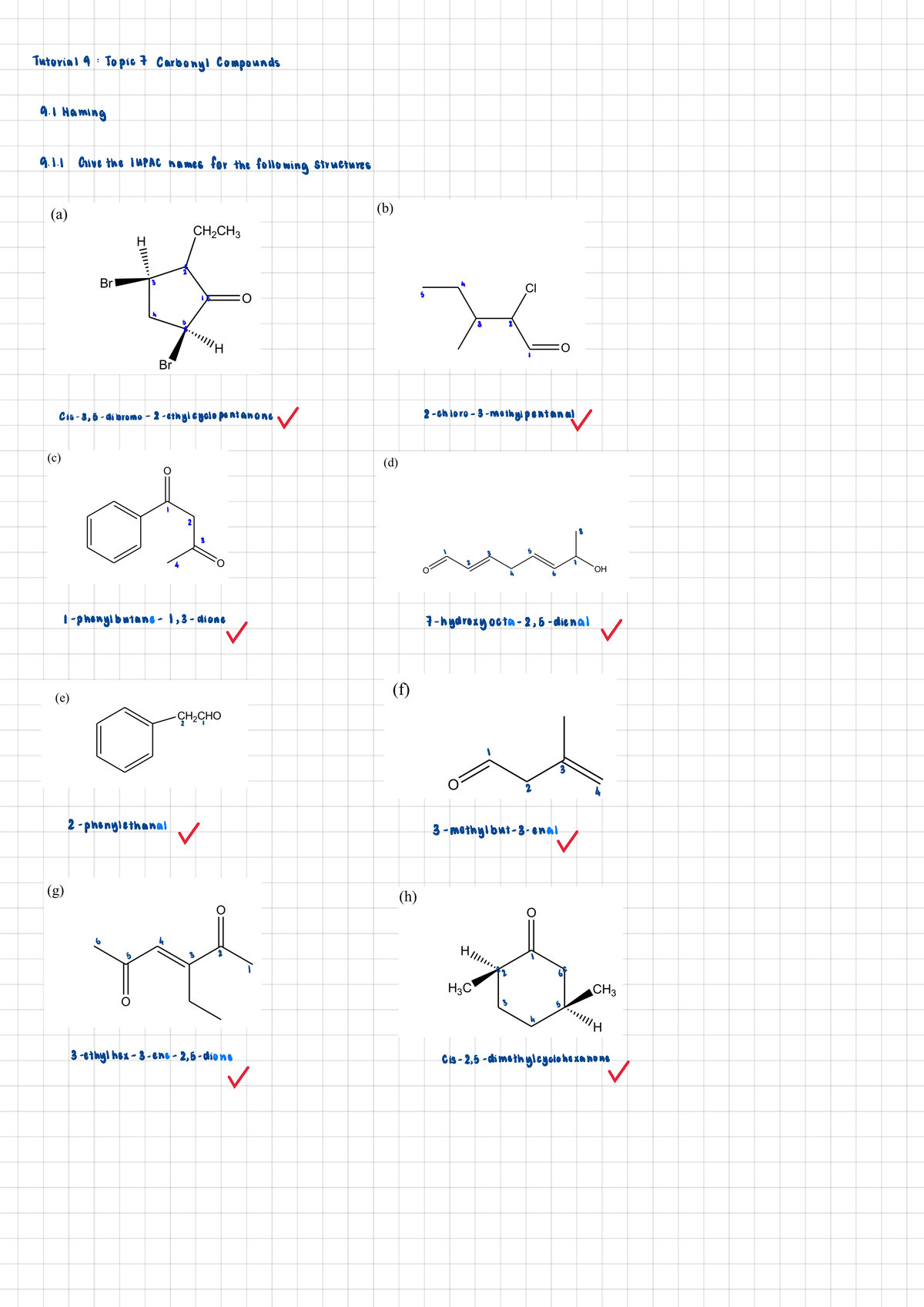 Tutorial 9 - Tutorial 9 : Topic 7 Carbonyl compounds 9. 1 Naming 9. 1 ...