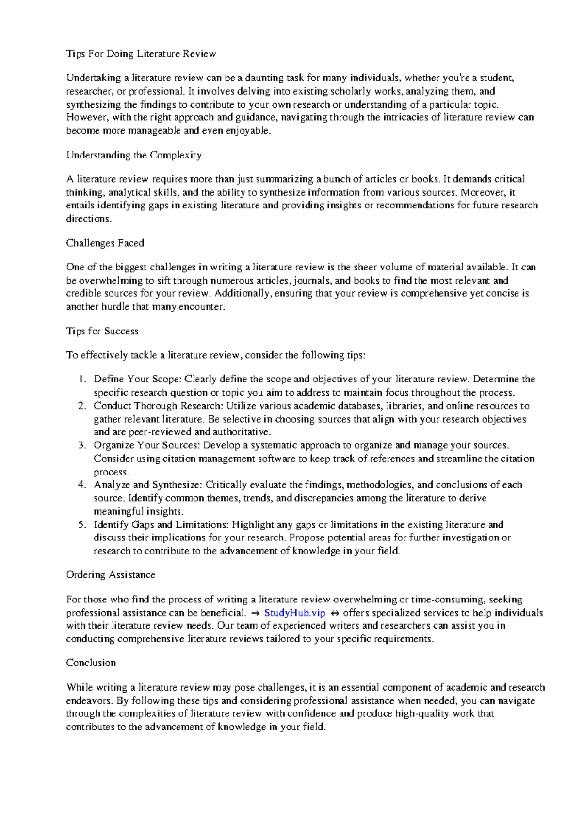 Tips For Doing Literature Review - Tips For Doing Literature Review ...