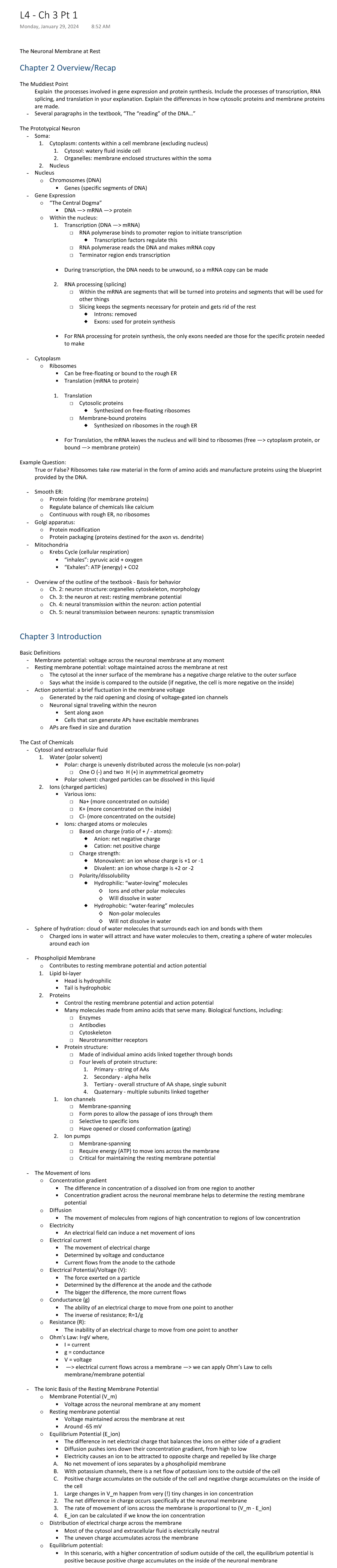 L4 - Ch 3 Pt 1 - Notes on the first part of chapter 3 - The Neuronal ...