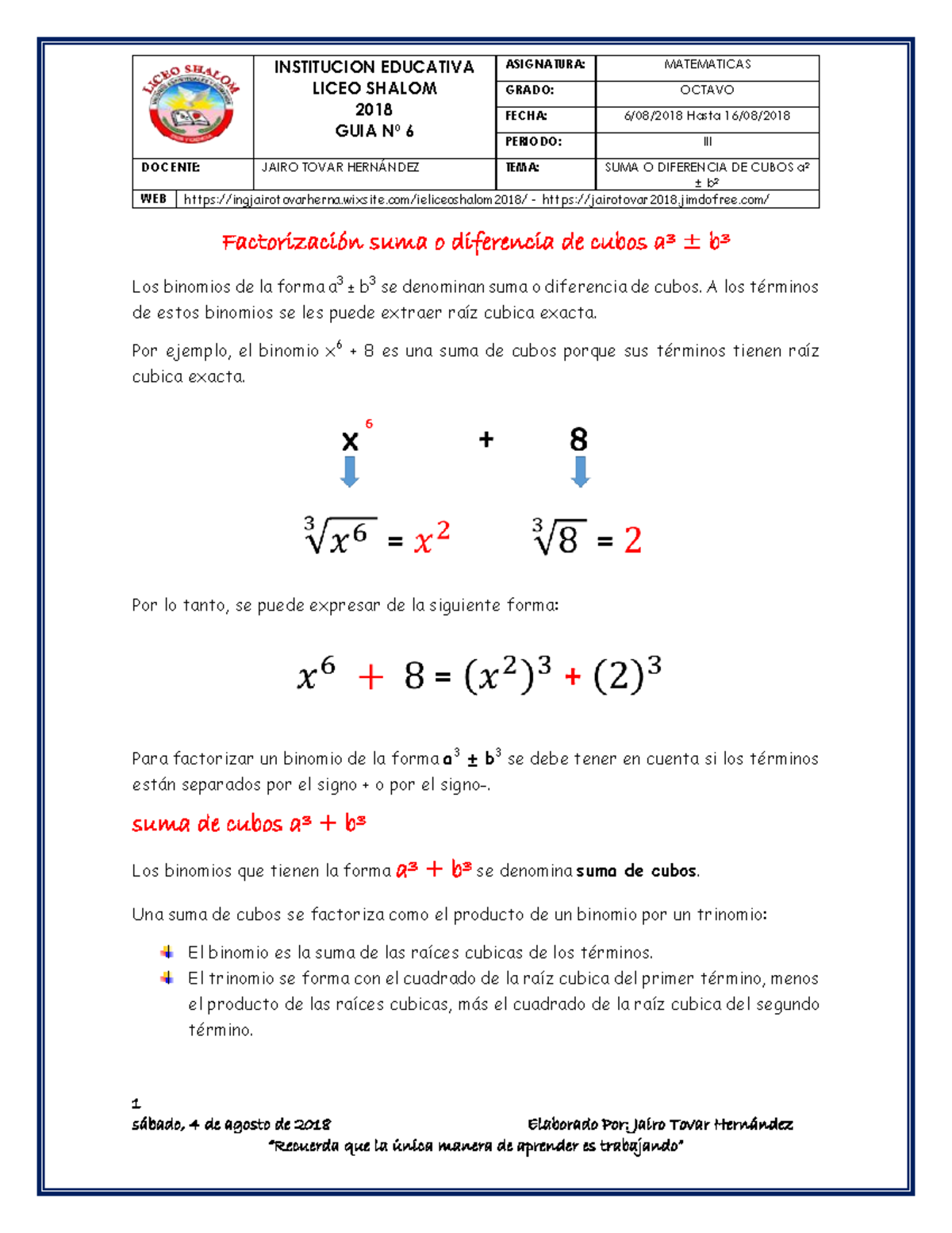 GUIA+N%C2%BA6+SUMA++DE+ Cubos - INSTITUCION EDUCATIVA LICEO SHALOM 2018 ...