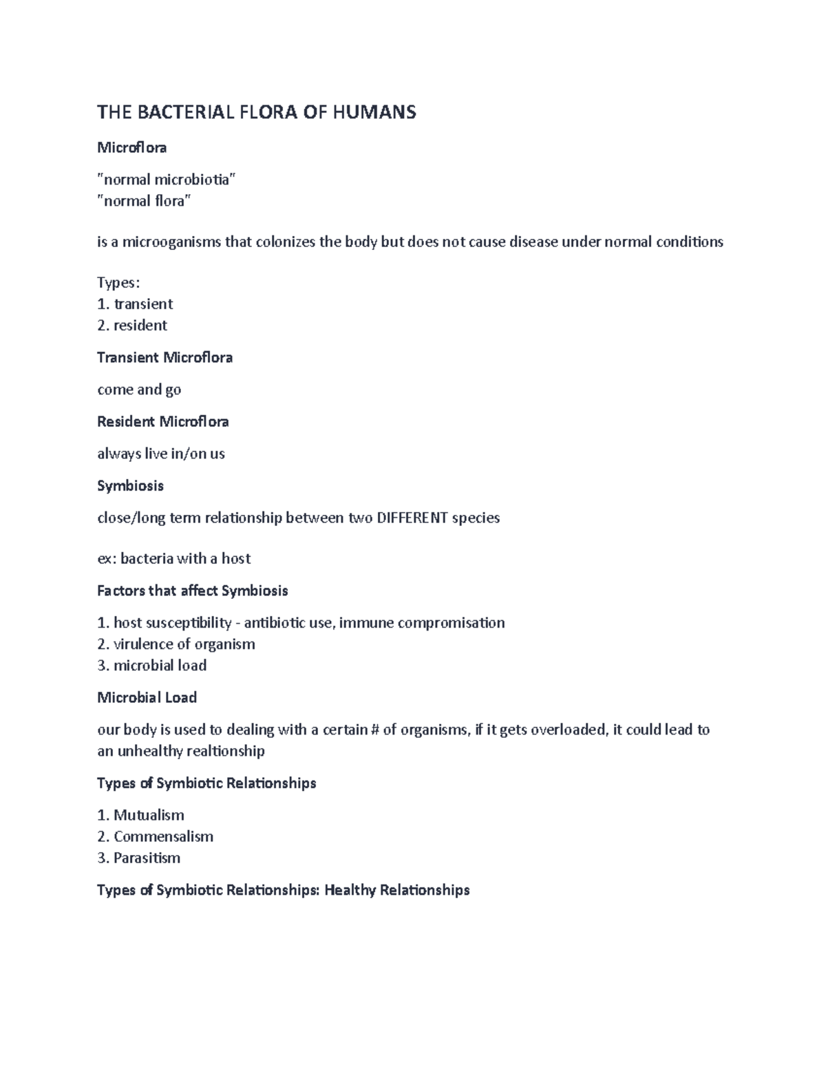 THE Bacterial Flora OF Humans - THE BACTERIAL FLORA OF HUMANS ...