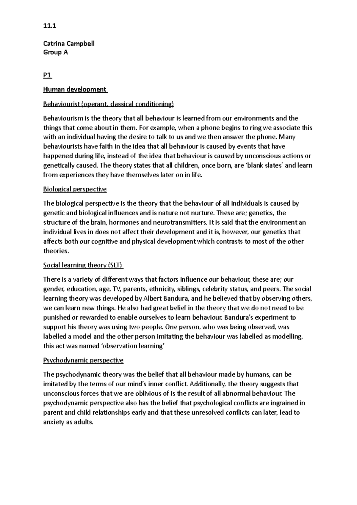 Helena assignment - graded d* - 11. Catrina Campbell Group A P Human ...