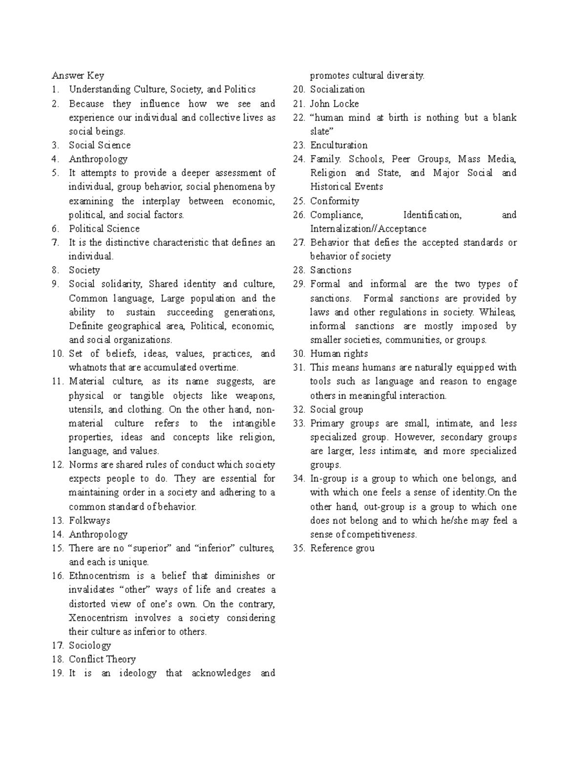 UCSP- Answer-KEY - Made Answer Keys For Ucsp Reviewer - Answer Key ...