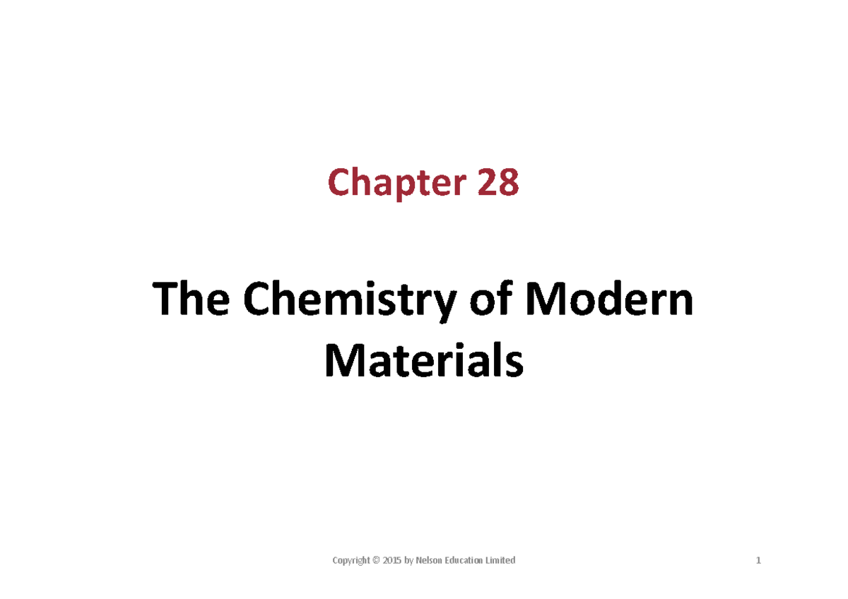 Chemistry of materials Chapter 28 The Chemistry of Modern Materials