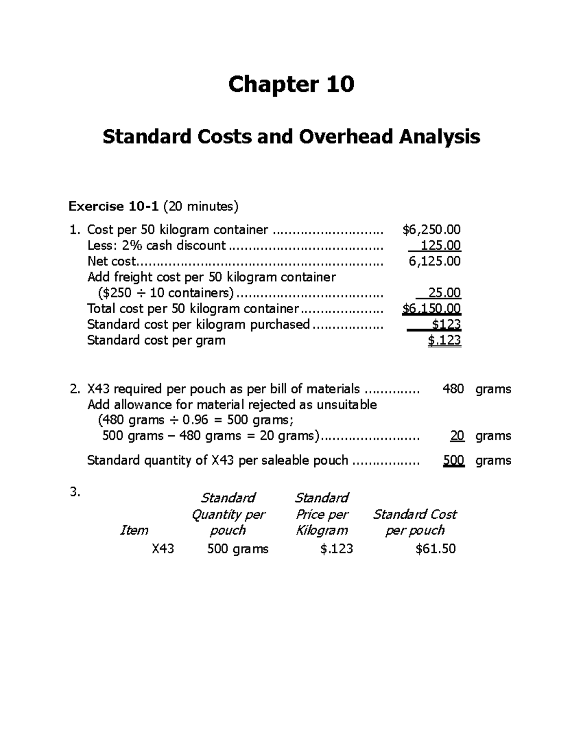 Chapter 10 Standard Cost And Overhead Analysis Solutions Chapter 10 Standard Costs And Chapter 10 Standard Cost And Overhead Analysis Solutions Chapter 10 Standard Costs And