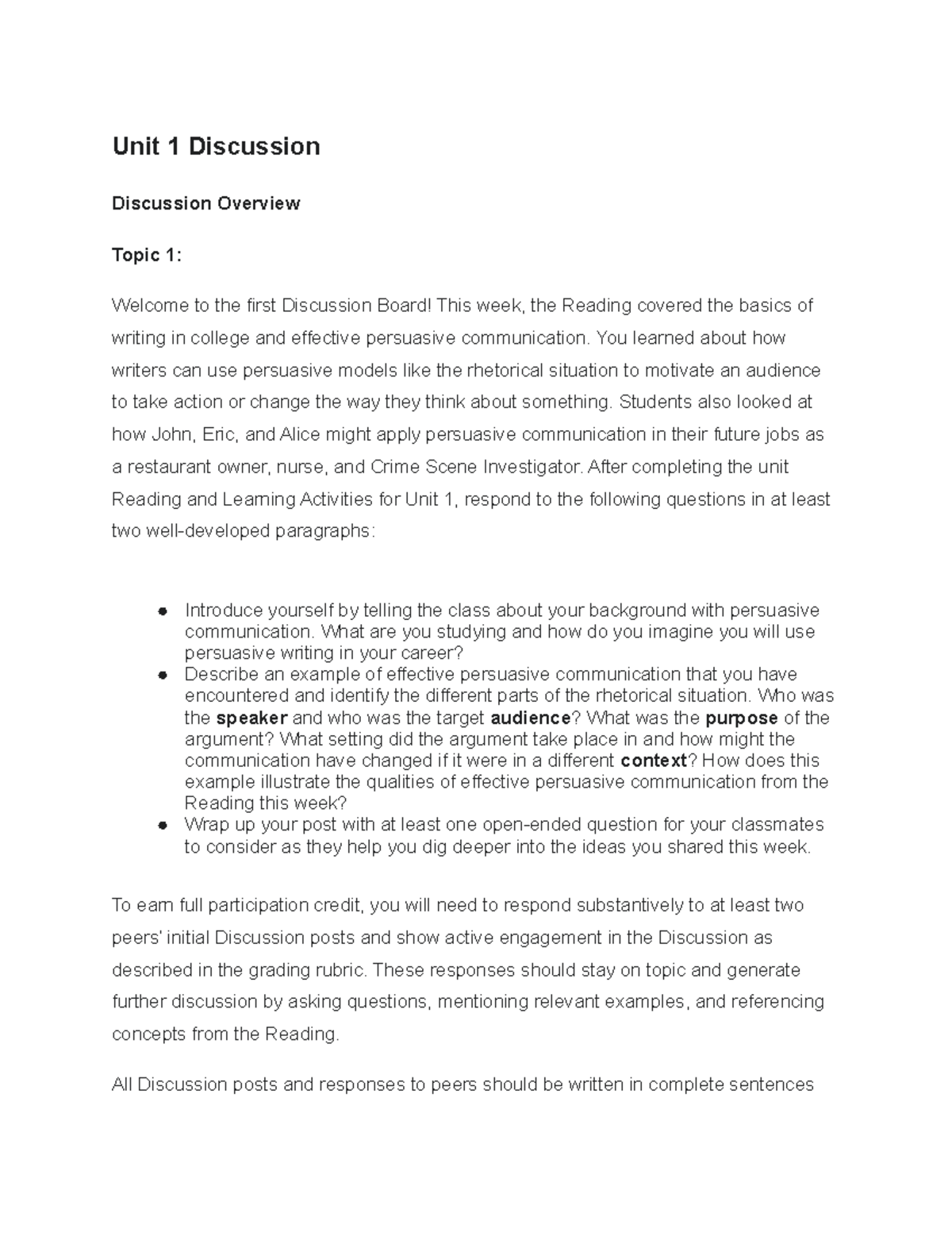 CM220 Comp Ll, Unit 1 Discussion - Unit 1 Discussion Discussion ...