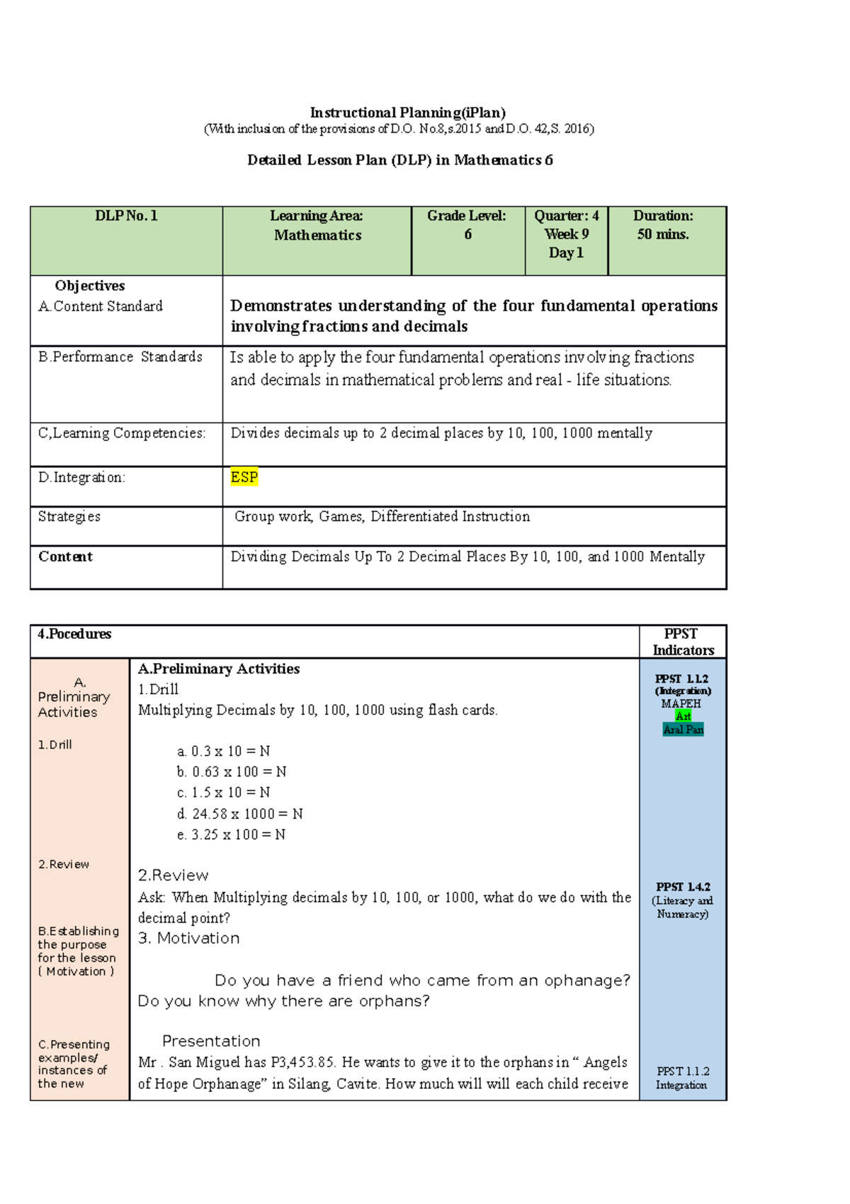 Lesson lpan with anotation Final 2 Copy - Instructional Planning(iPlan ...