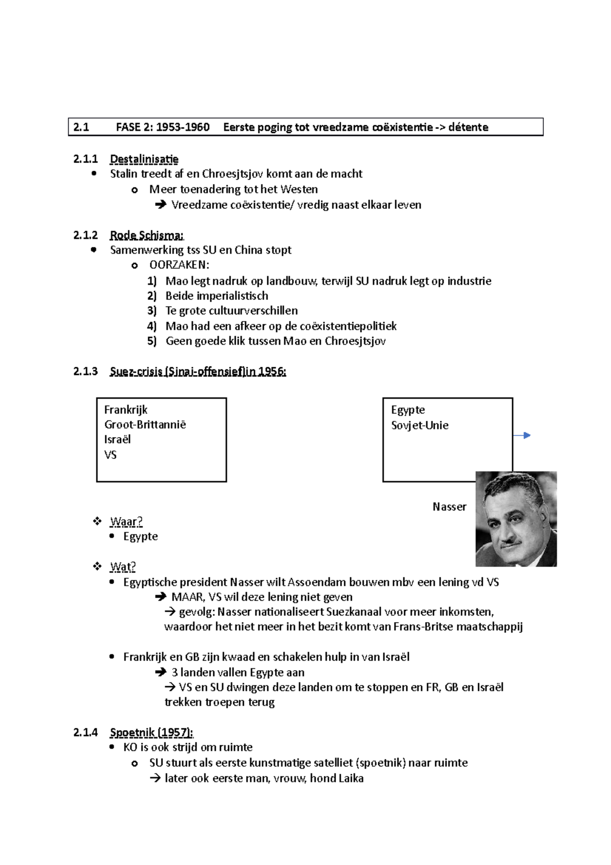 Samenvatting - Geschiedenis- Fase 2- Koude Oorlog - 2 FASE 2: 1953-1960 ...