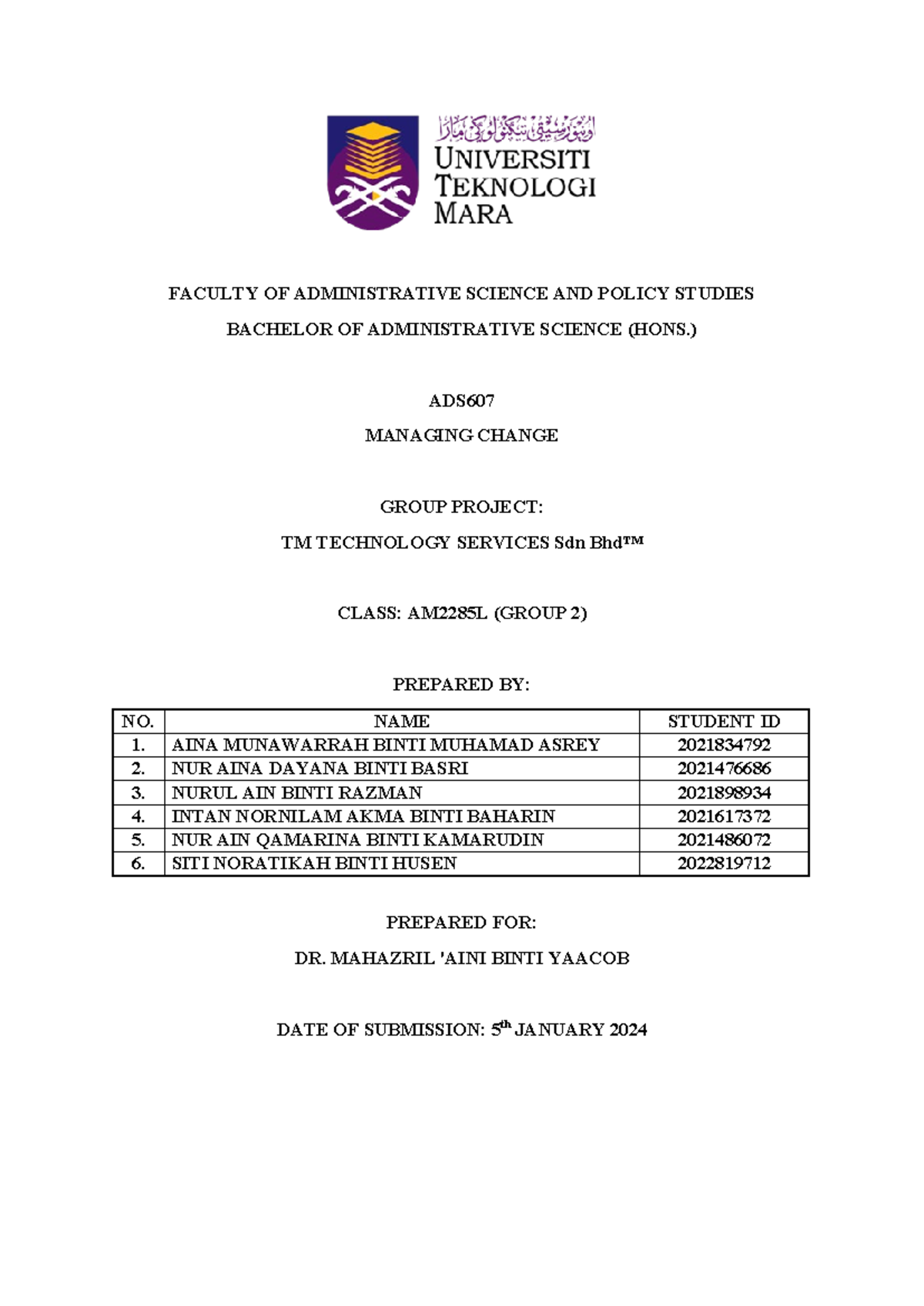 Ads607 Group Project Group 2 Faculty Of Administrative Science And