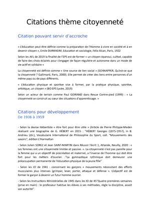 Citations Theme Citoyennete Citations Theme Citoyennete Citation Pouvant Servir D Accroche Studocu