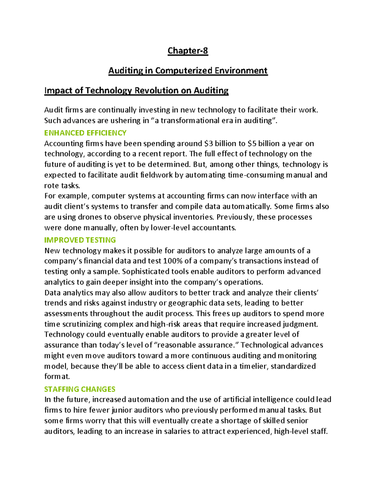 Advanced audting - Chapter- Auditing in Computerized Environment Impact ...