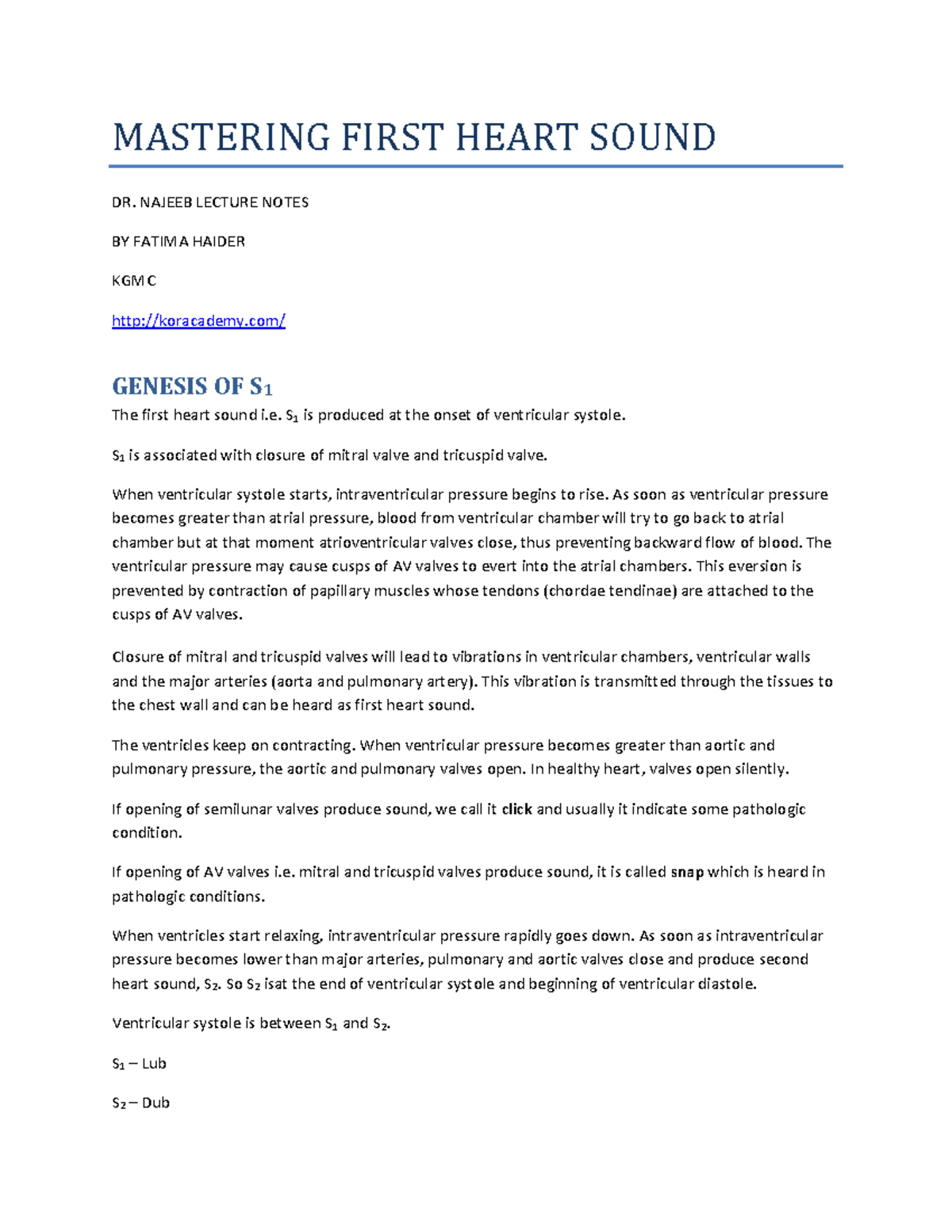 09 - Mastering First Heart Sound 0 - MASTERING FIRST HEART SOUND DR ...