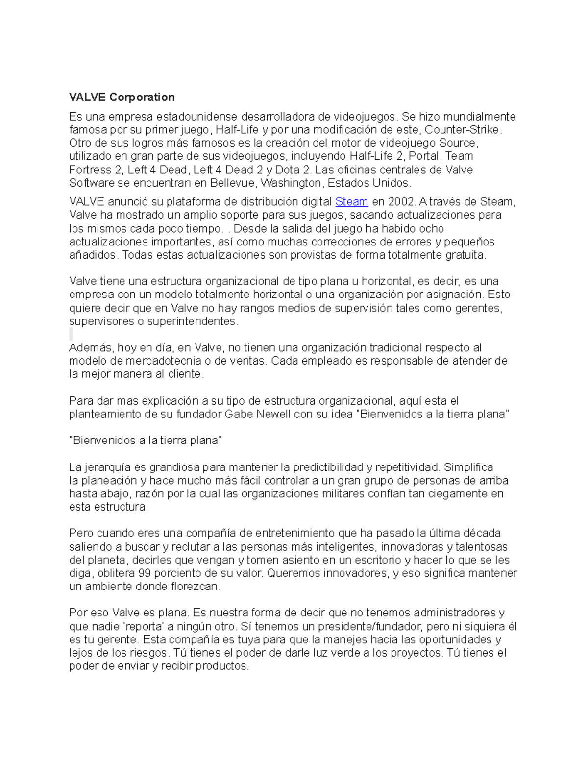 Valve Corporation Nota 9 VALVE Corporation Studocu