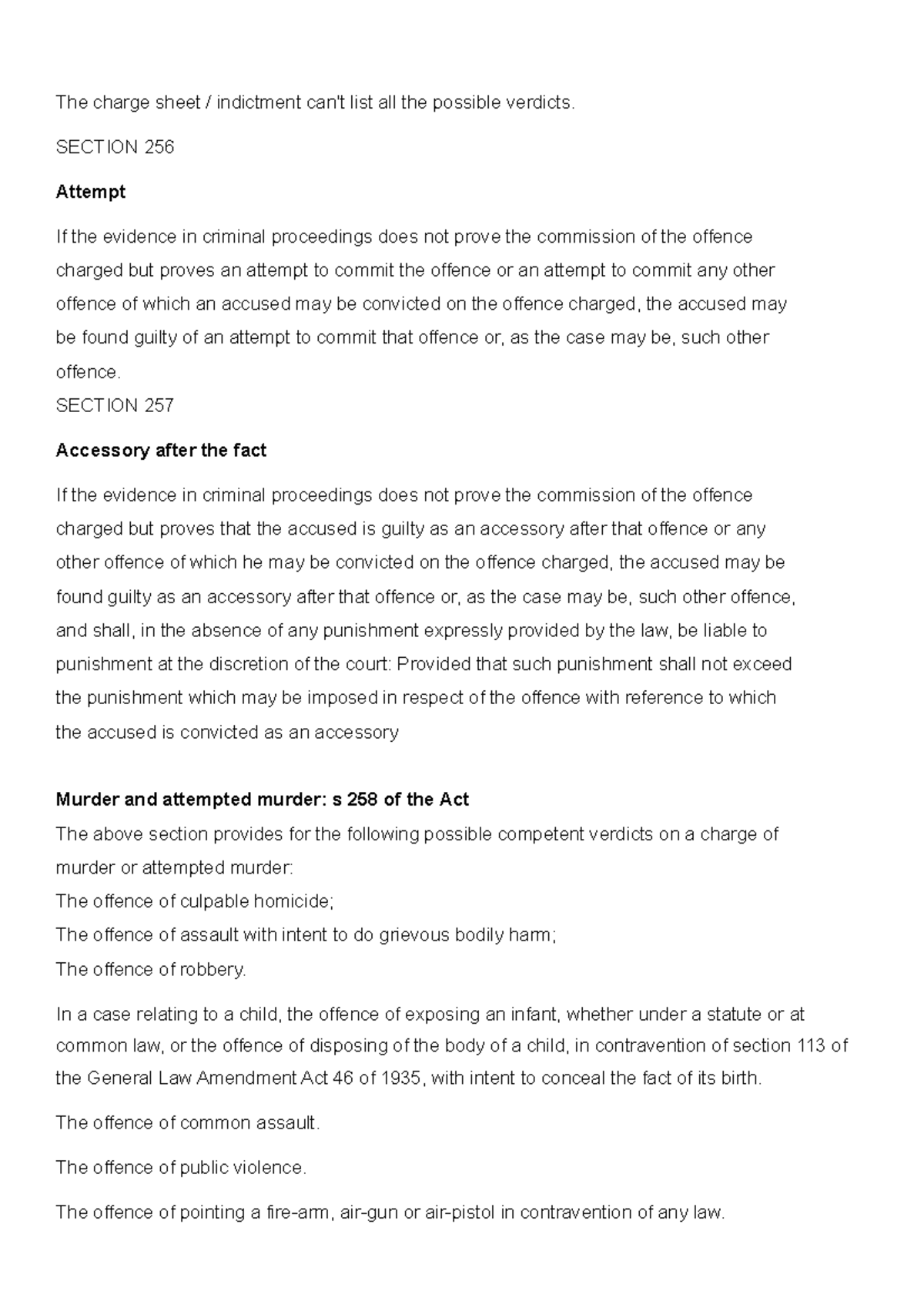 Competenr Verdict Criminal law notes The charge sheet / indictment