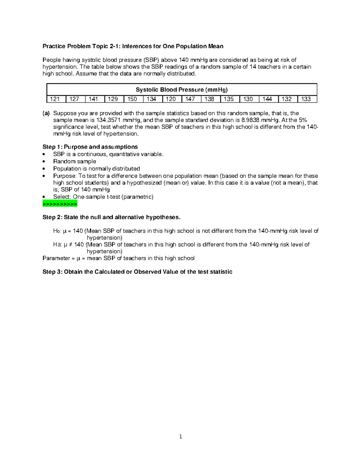 Practice Problem Topic 2-1-One Population Mean-Questions - Practice ...