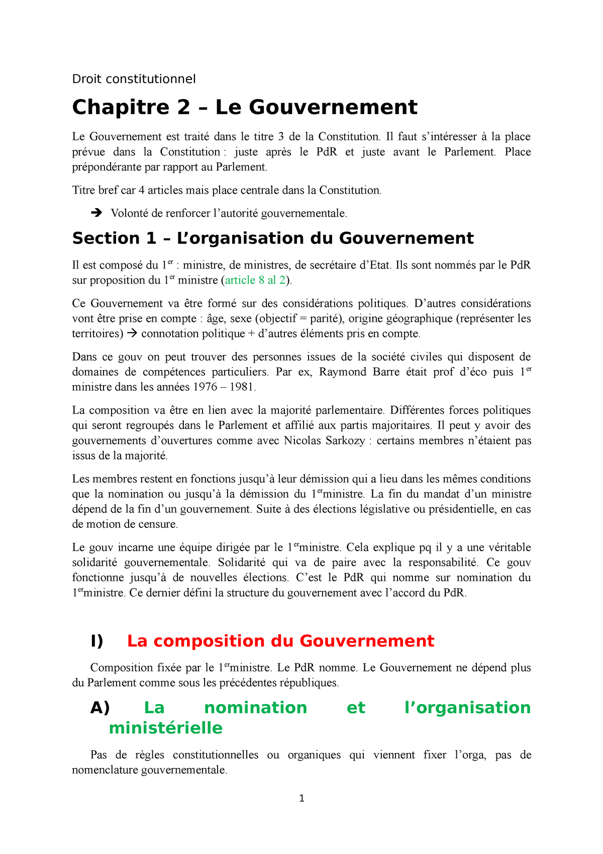 dissertation sur le gouvernement droit constitutionnel