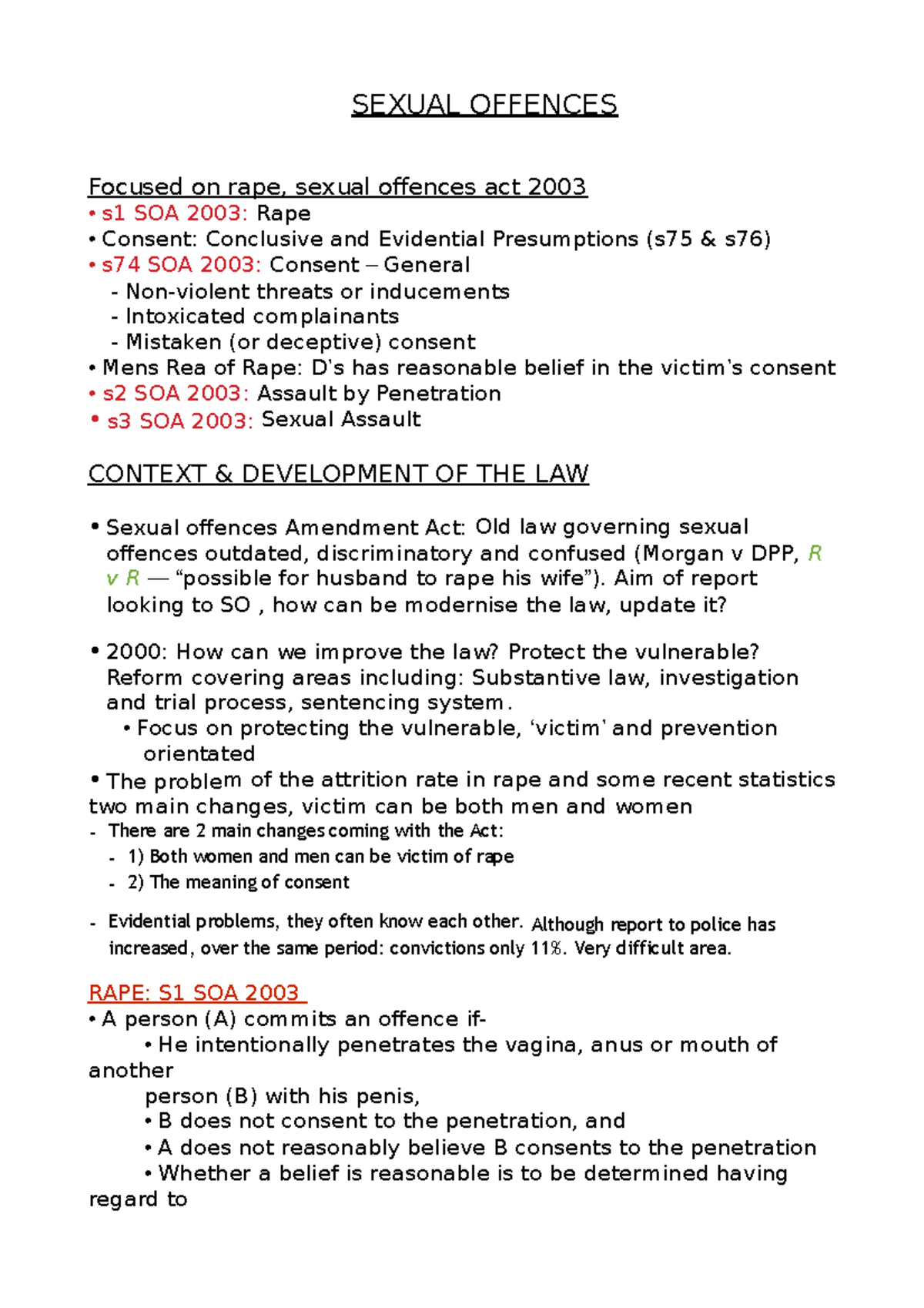 Sexual Offences - SEXUAL OFFENCES Focused on rape, sexual ofences act ...