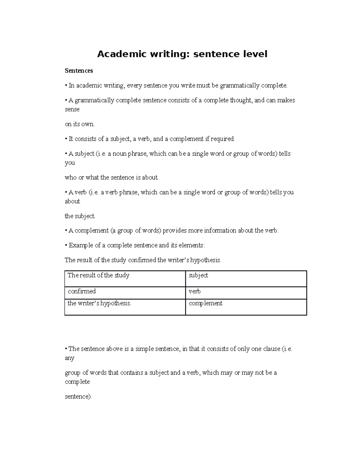 academic essay sentences