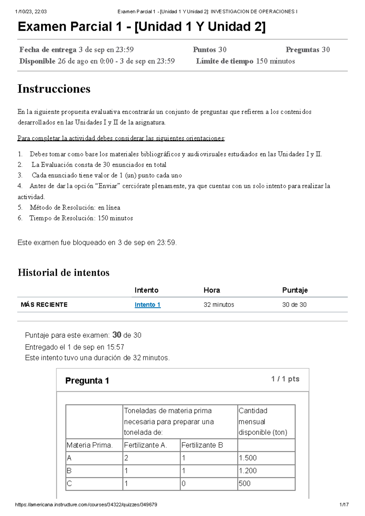 Examen Parcial 1 - [Unidad 1 Y Unidad 2] Investigacion DE Operaciones I ...