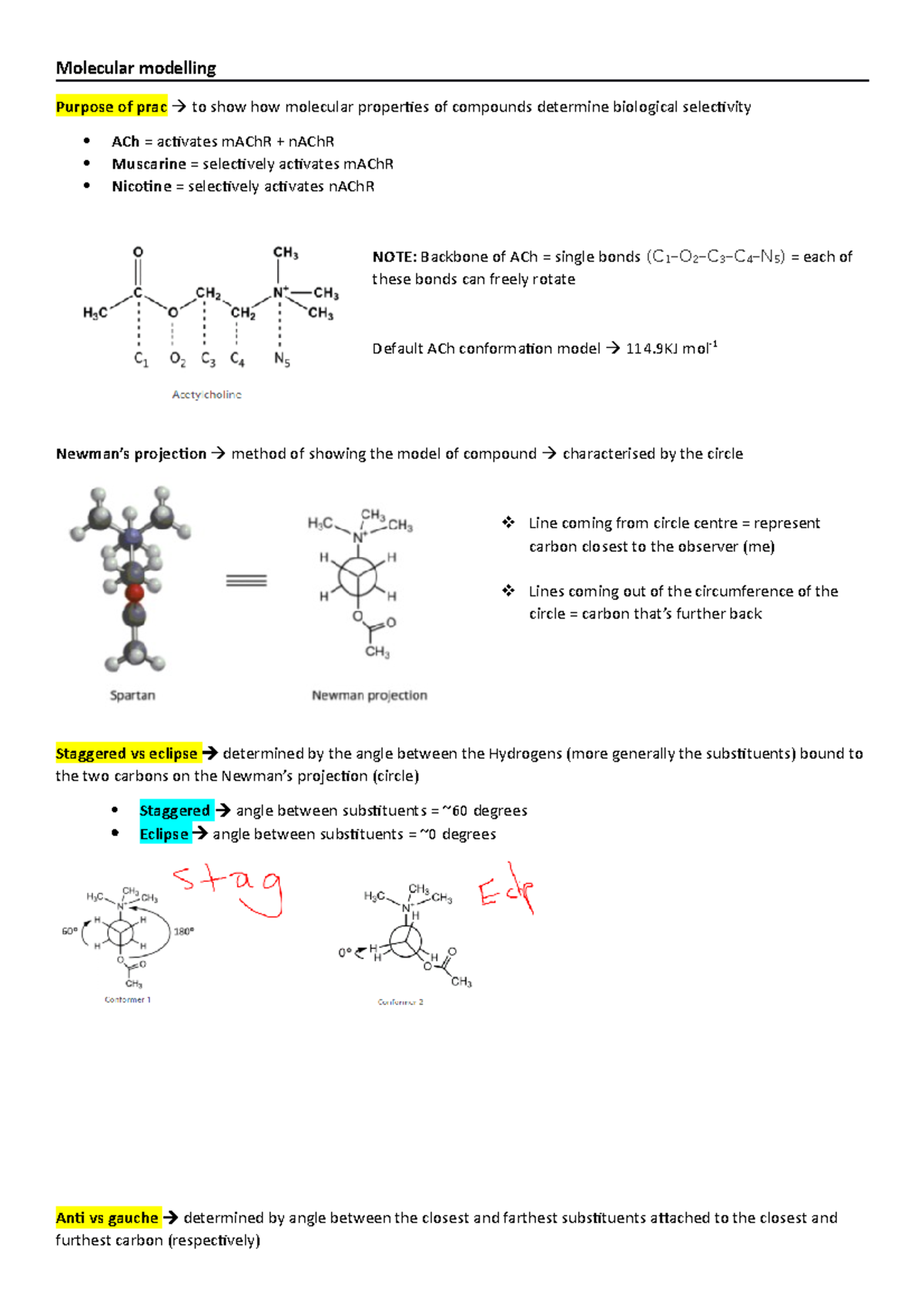 Summary of molecular modelling - Molecular modelling Purpose of prac to ...