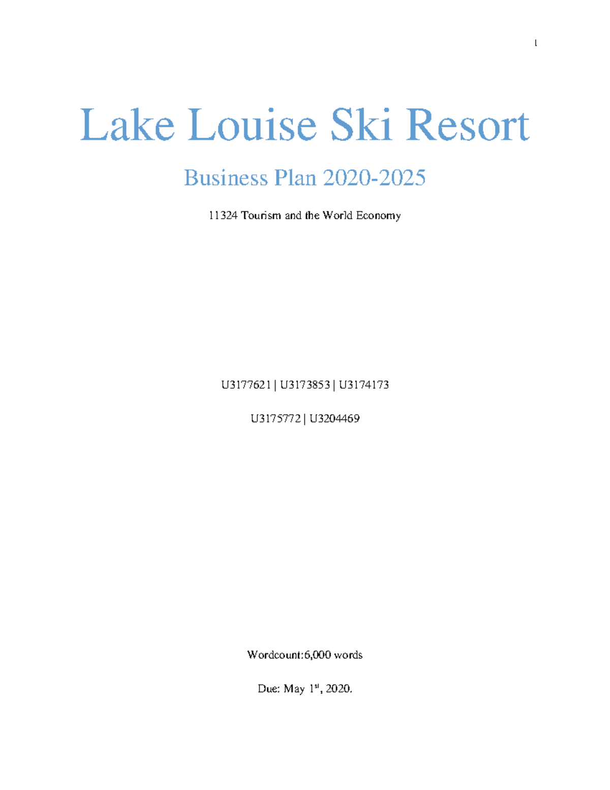 Business Pan 11324 - Lake Louise Ski Resort Business Plan 2020- 11324 ...