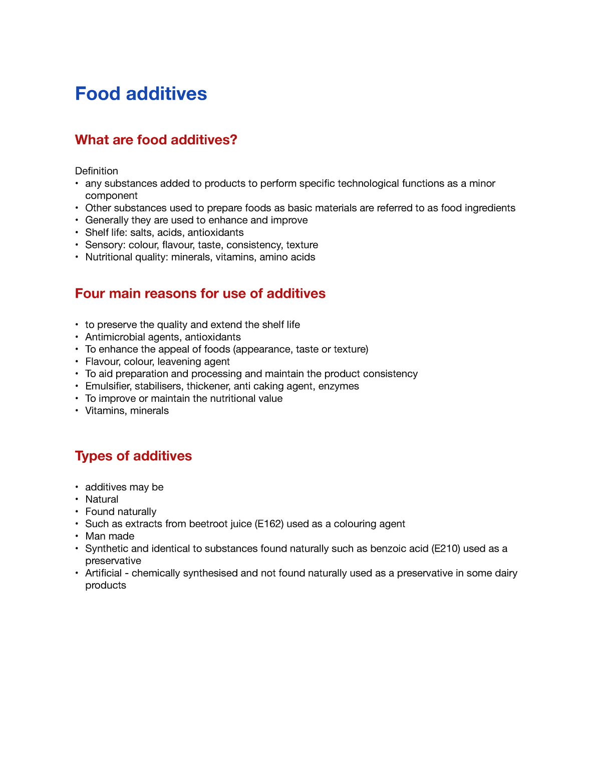 essay about food additives