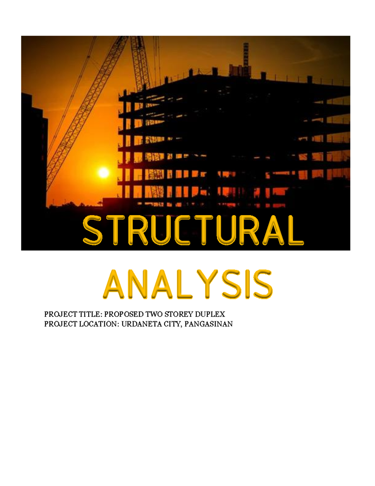 Duplex 2 - STRUCTURAL ANALYSIS PROJECT TITLE: PROPOSED TWO STOREY ...