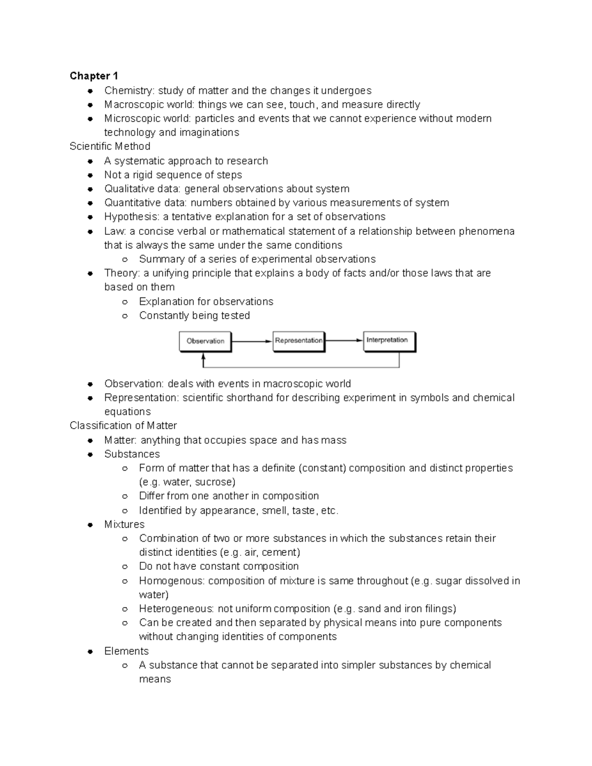 GenChem Exam 1 Notes - Chapter 1 Chemistry: Study Of Matter And The ...