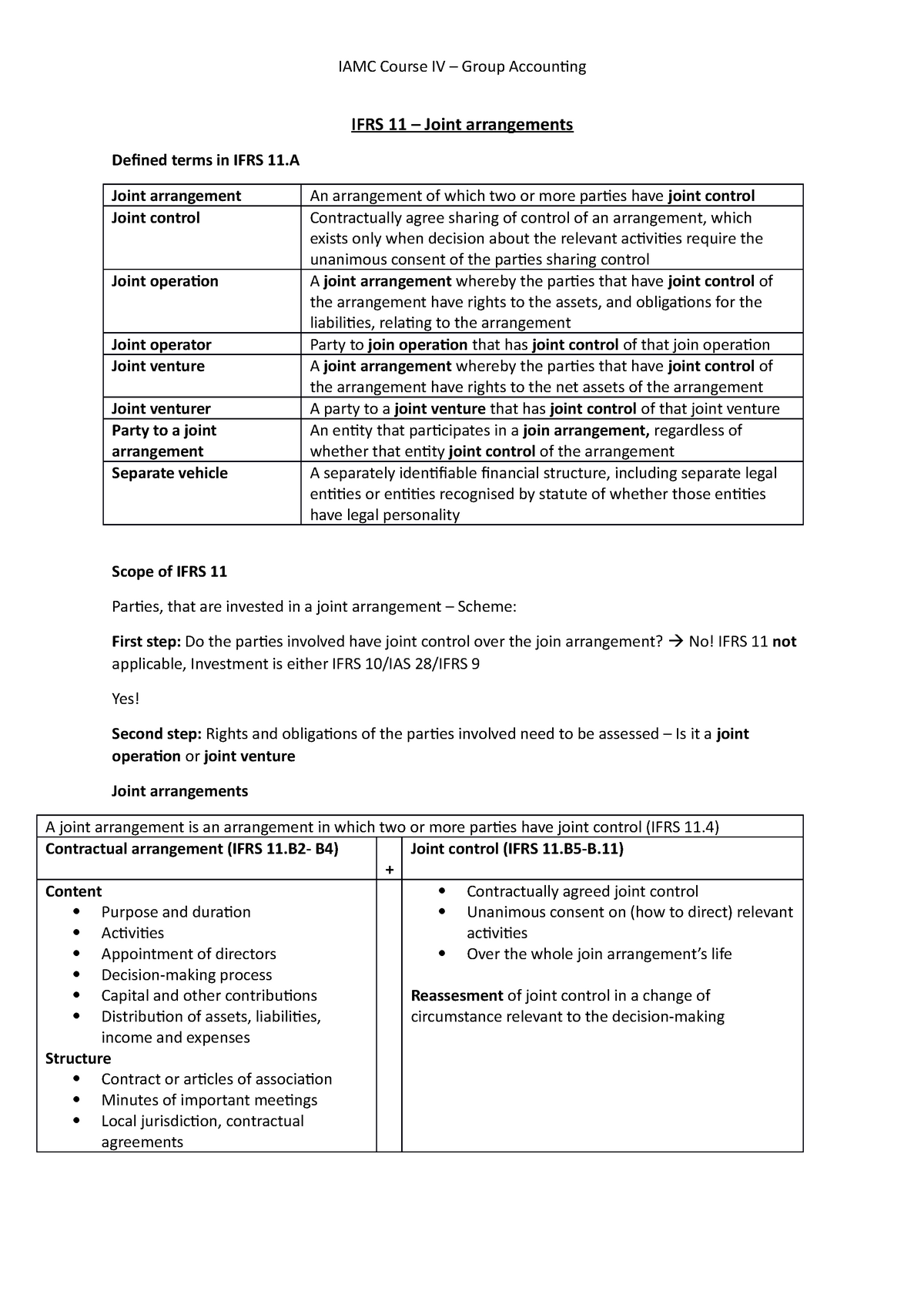 Summary Of IFRS 11 Joint Arrangements Slides - IFRS 11 – Joint ...