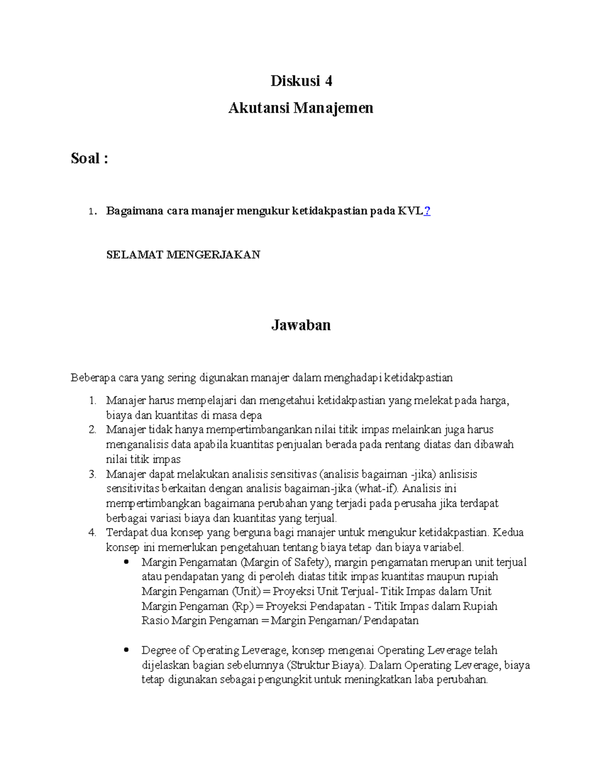 Diskusi 4 - NNNNNNNNNNNNNNNNNNN - Diskusi 4 Akutansi Manajemen Soal ...