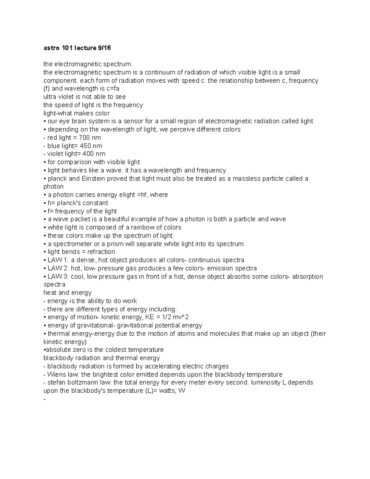 Astro 101 lecture 9 16 astro 101 lecture 9/ the