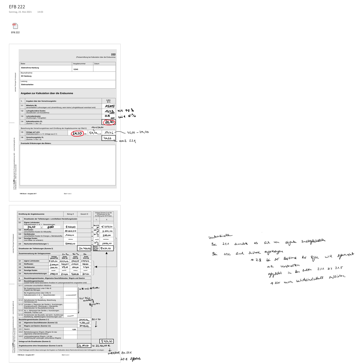 Formblatt 222 Muster Ausgefüllt EFB 222 - Muster Übungen ohne Lösungen und ohne Lösungsansätze
