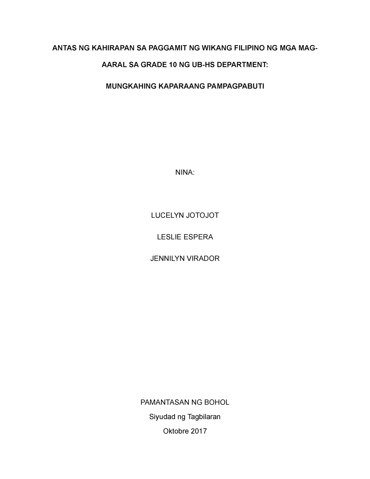 Final Thesis Filipino Antas Ng Kahirapan Sa Paggamit Ng Wikang My Xxx Hot Girl 8226