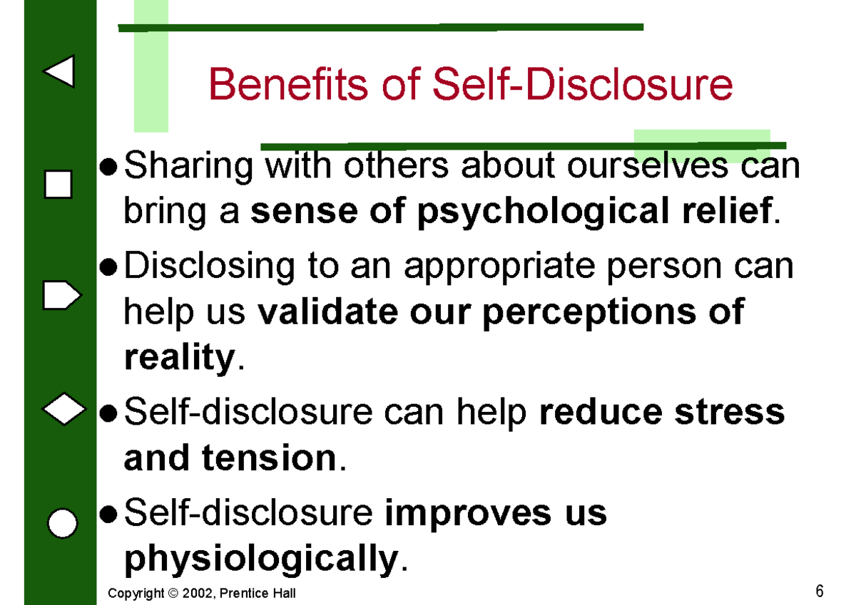 2 - 123 - Benefits of Self-Disclosure Sharing with others about ...