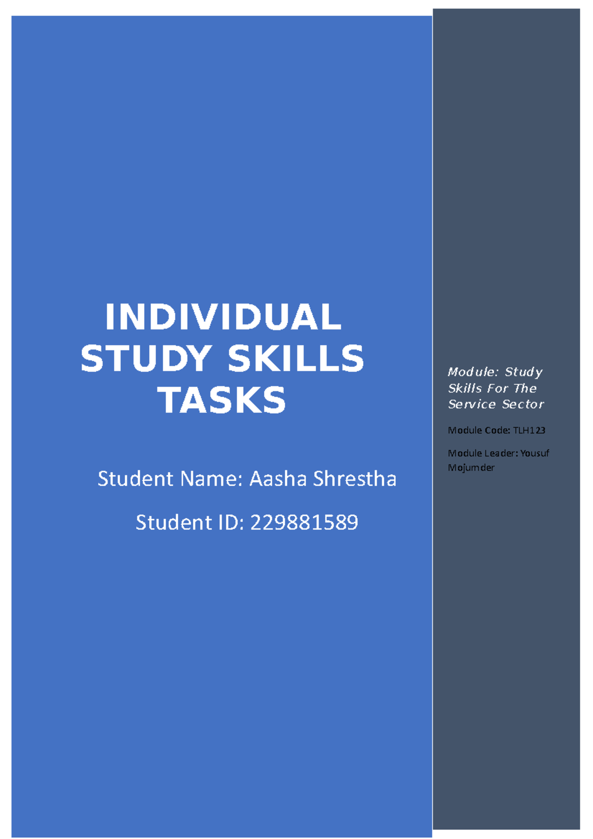 Assignment 3 - kamsdlfmm - INDIVIDUAL STUDY SKILLS TASKS Student Name ...