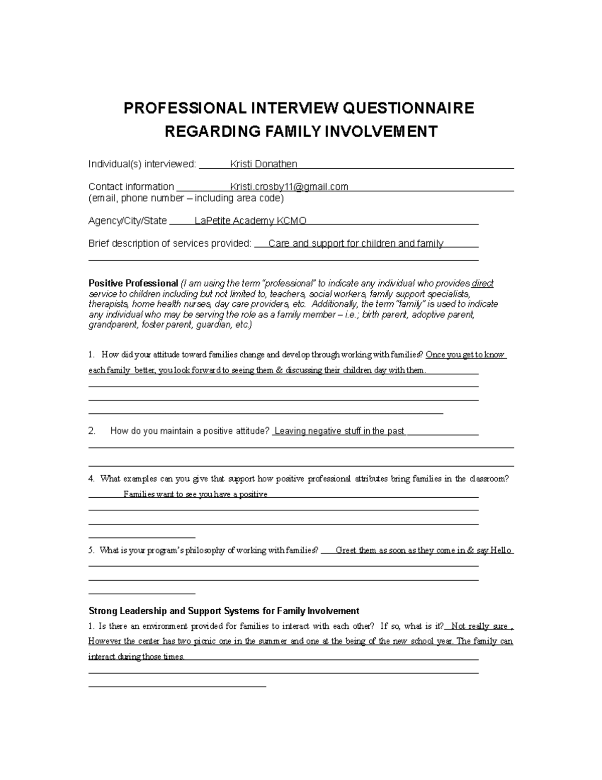 Unit 3 Assignment 2 - PROFESSIONAL INTERVIEW QUESTIONNAIRE REGARDING ...