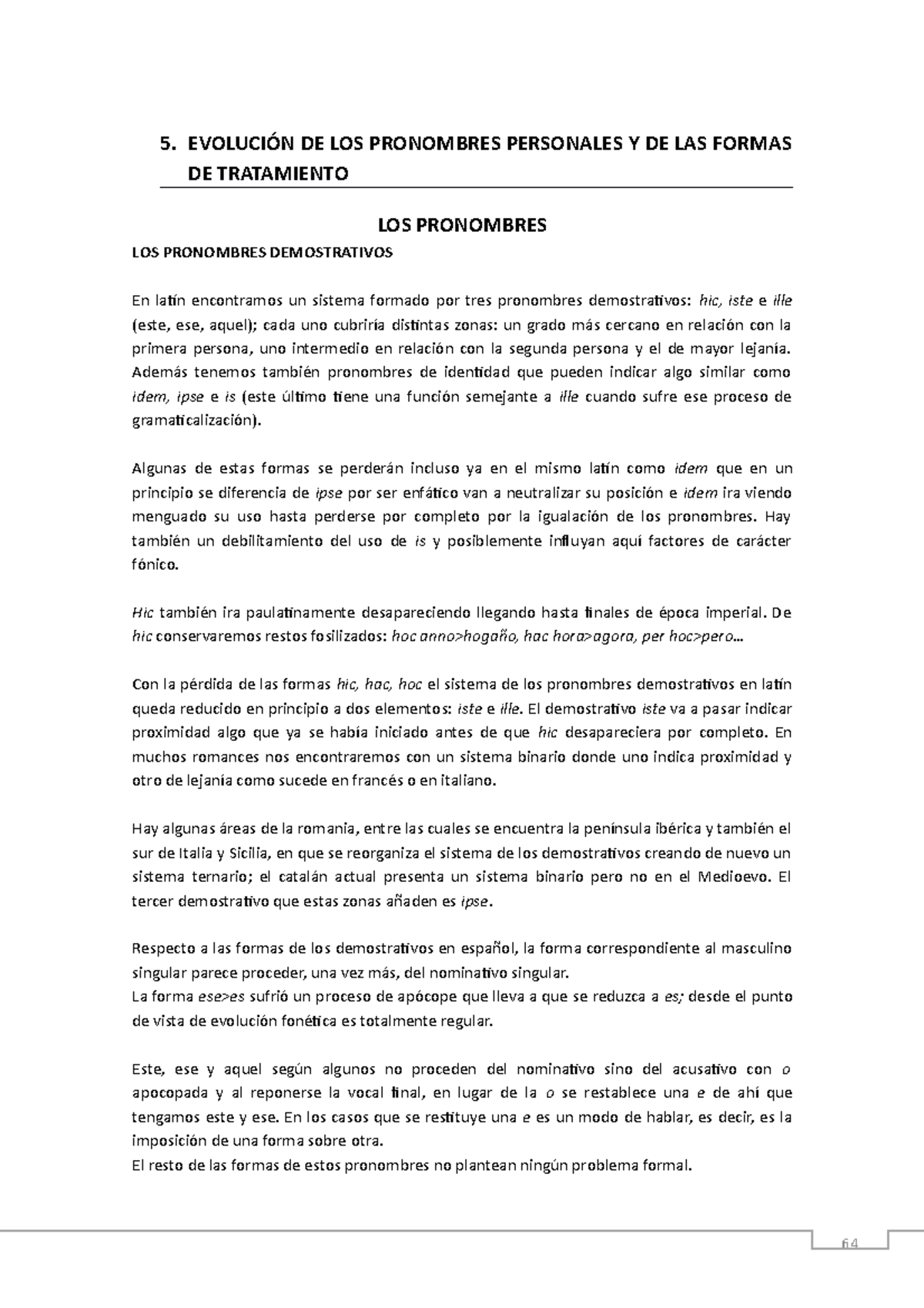 Tema 5 Morf Hist rica 5 DE LOS PRONOMBRES PERSONALES Y DE LAS 