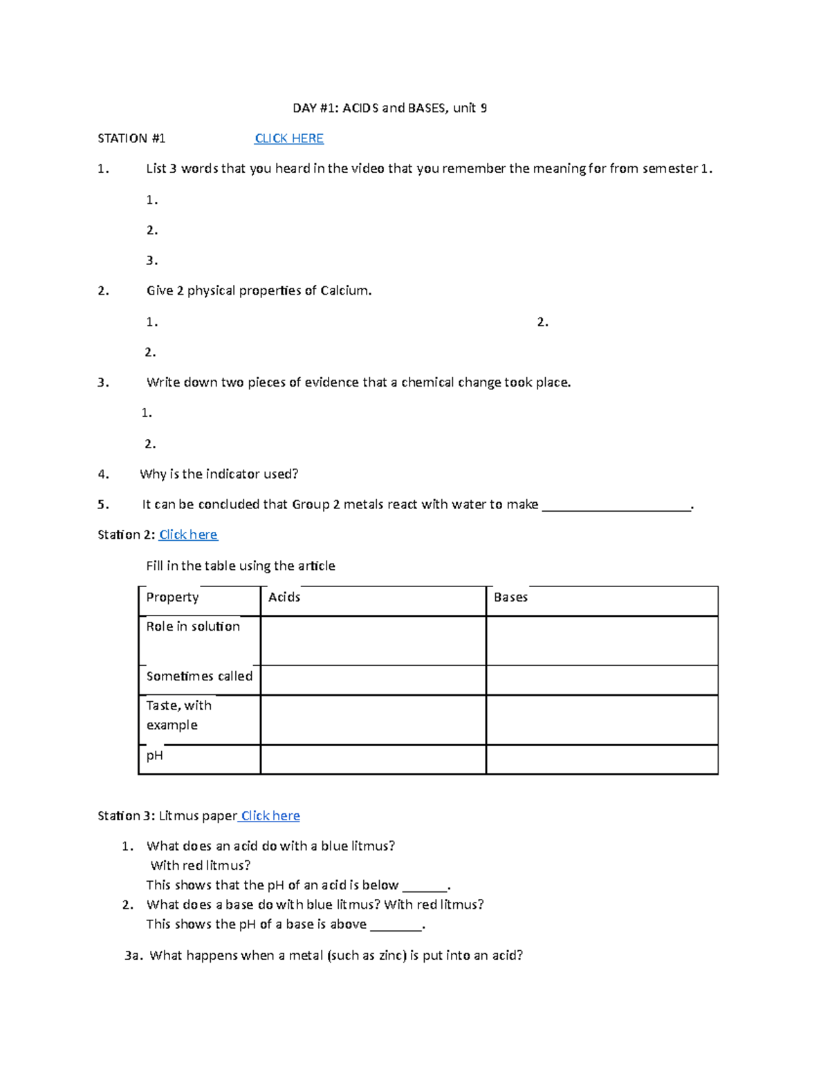 Copy of Intro to acids and bases DAY 1 ACIDS and BASES, unit 9