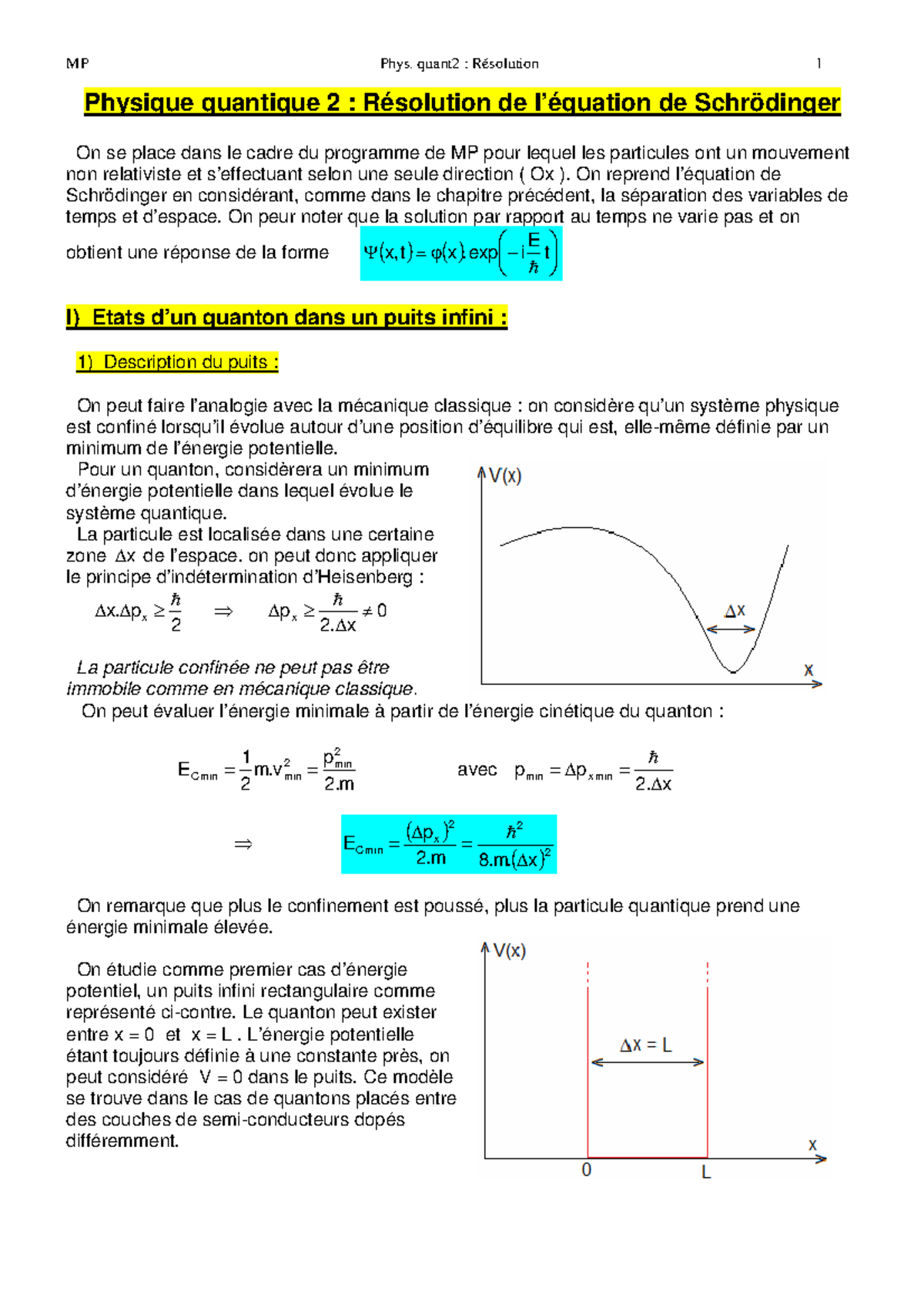 MQ2 - taher - Physique quantique 2 : Résolution de l’équation de ...