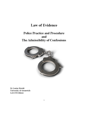 Evidence Law Lecture 3 Notes confessions - LoE L3: Confessions ...