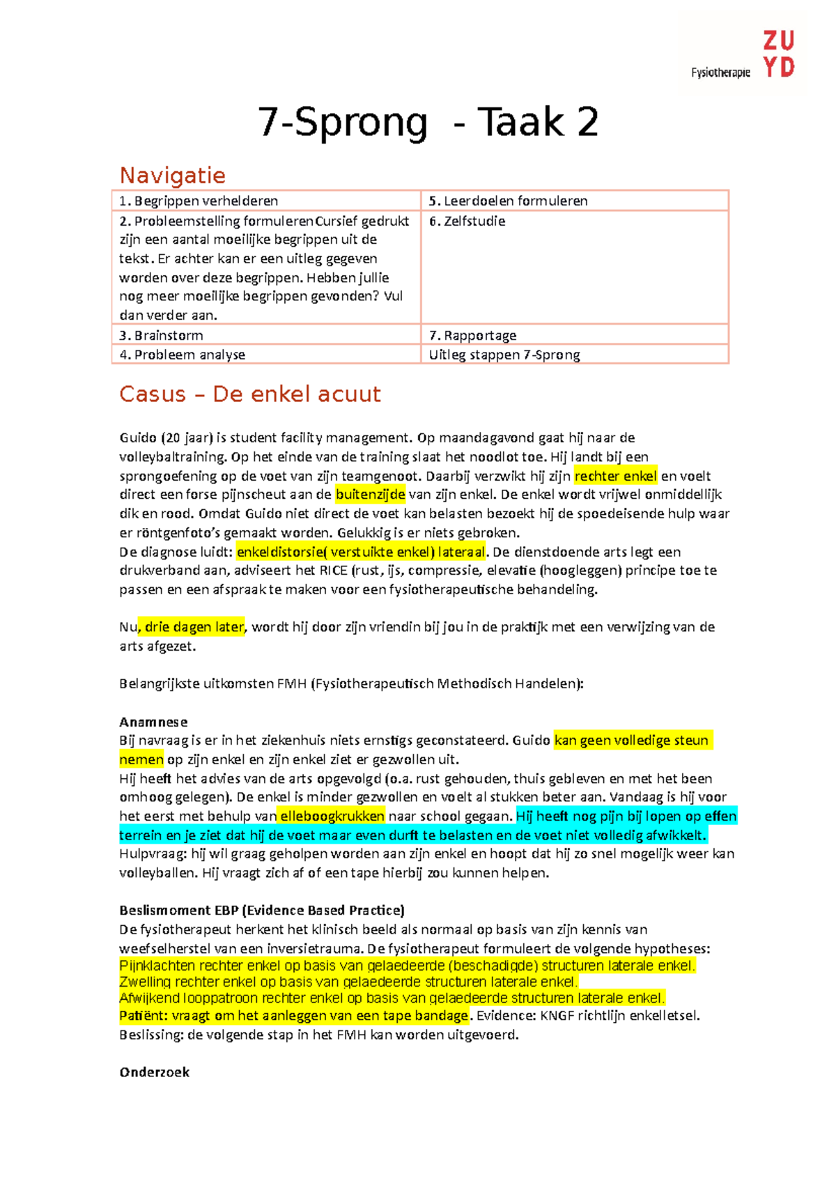 7-sprong Probleemtaak 2 - 7-Sprong - Taak 2 Navigatie Begrippen ...