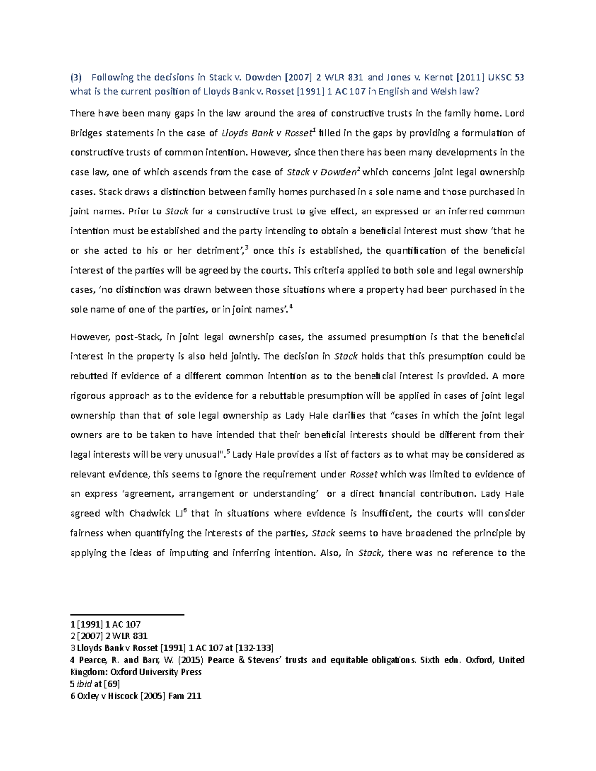 Essay seminar 4 - Grade: 2.1 - (3) Following the decisions in Stack v ...