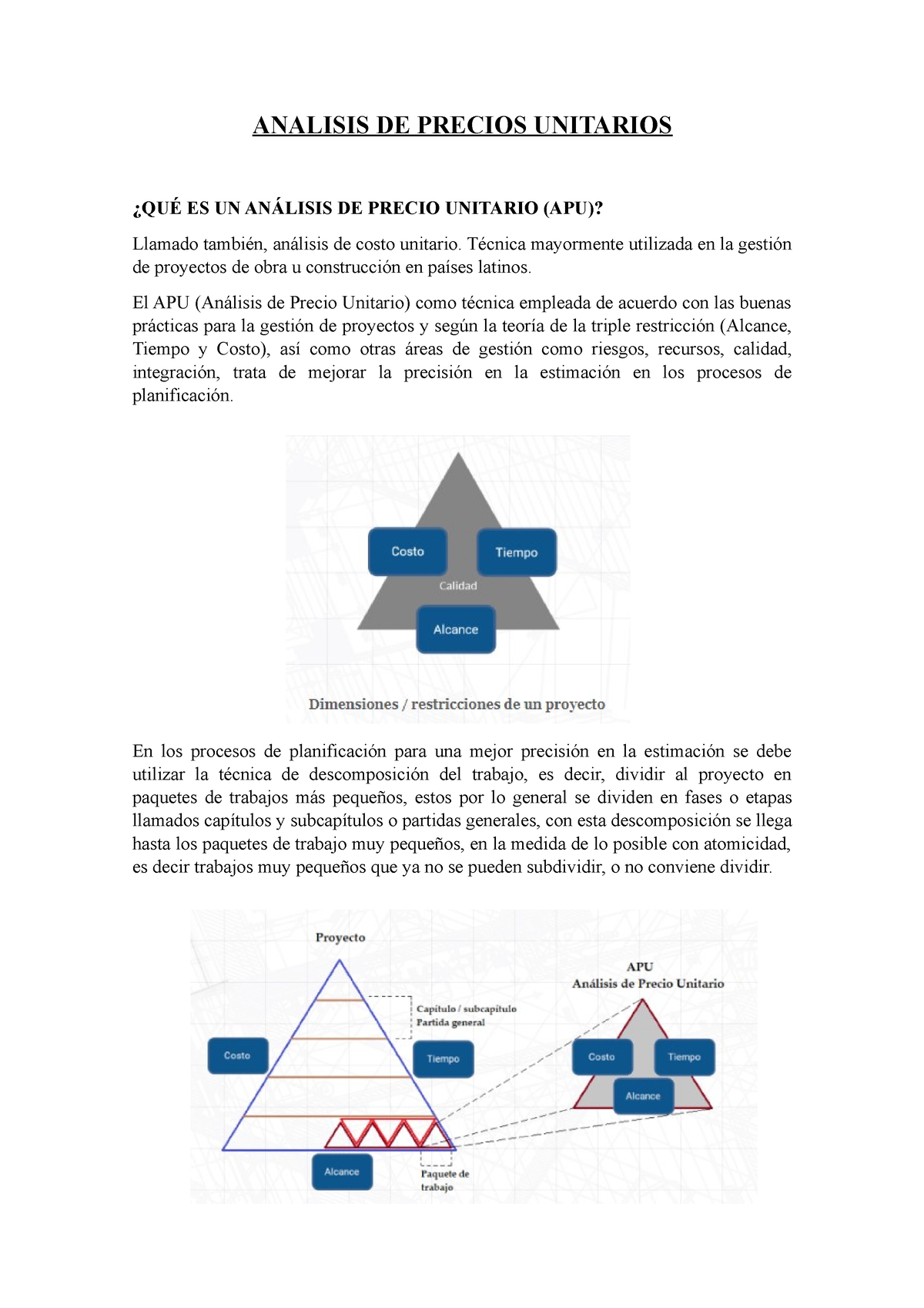 Analisis DE Precios Unitarios - ANALISIS DE PRECIOS UNITARIOS ¿QUÉ ES ...