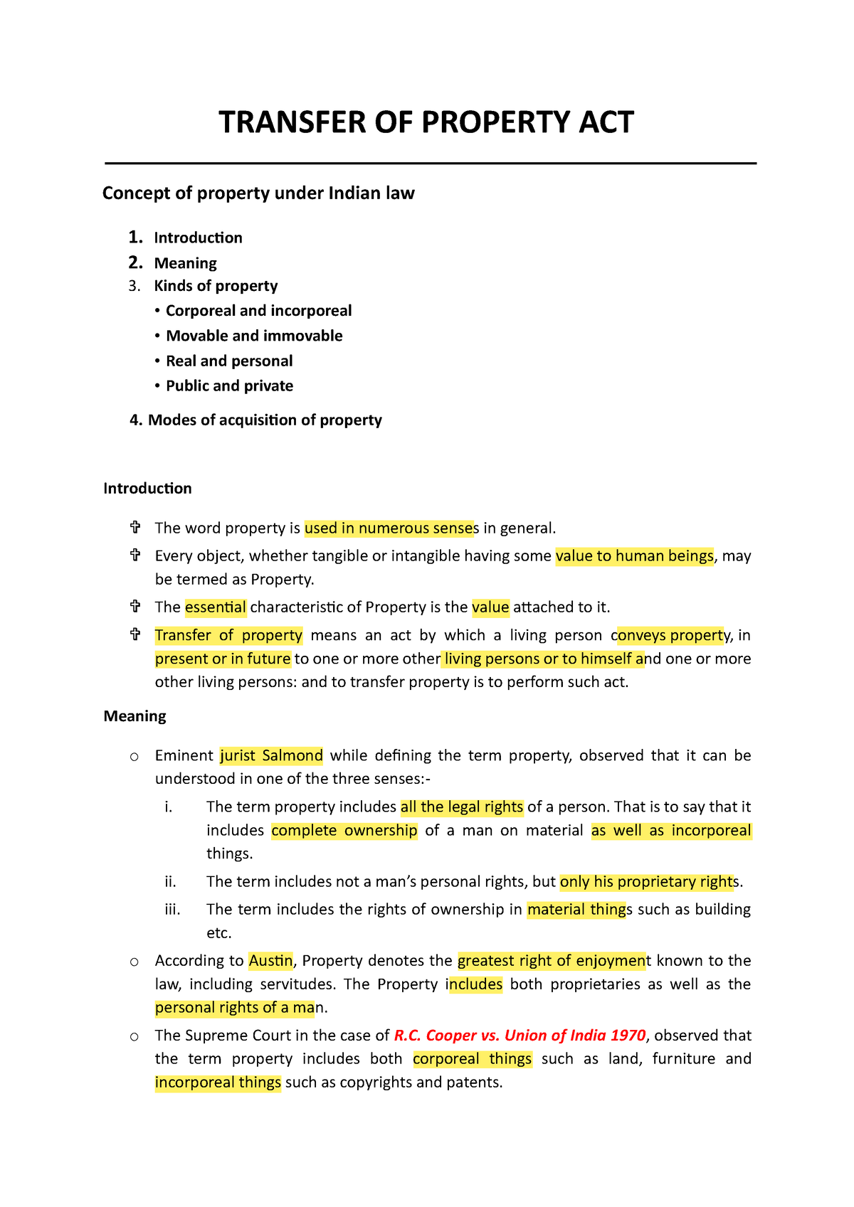 case study transfer of property