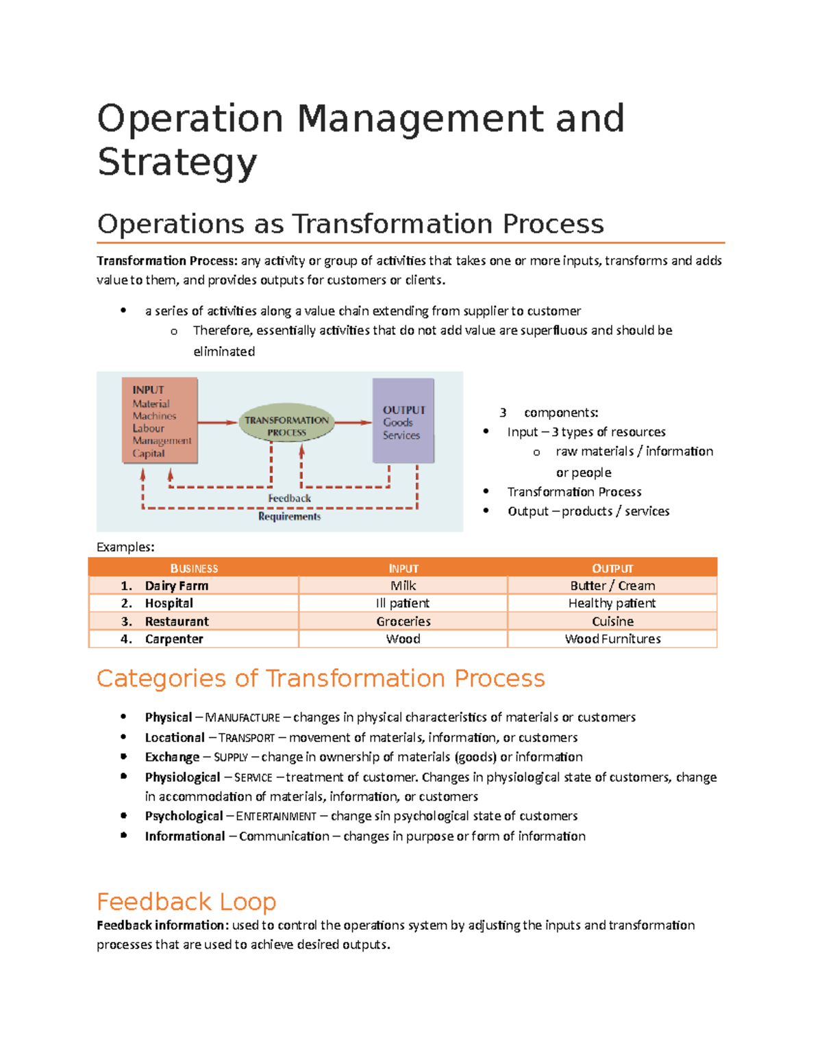 OPMT 1103 - W1 F Notes - Ch.1 Operation Management and Strategy ...