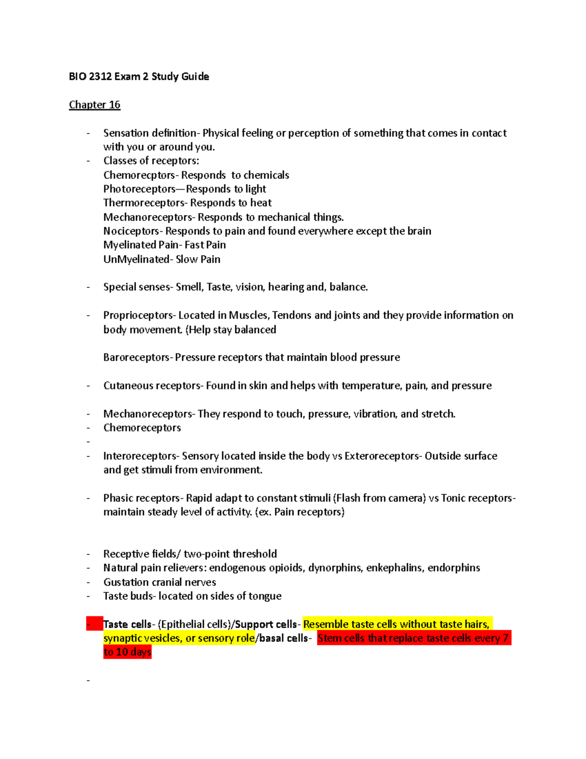 BIO 2312 Exam 2 Study Guide - BIO 2312 Exam 2 Study Guide Chapter 16 ...