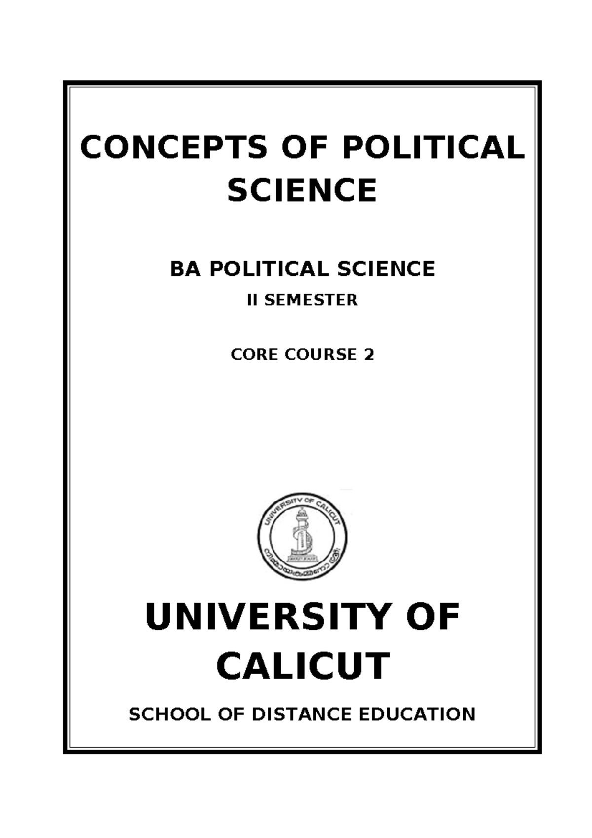 72 page Political Science - CONCEPTS OF POLITICAL SCIENCE BA POLITICAL ...